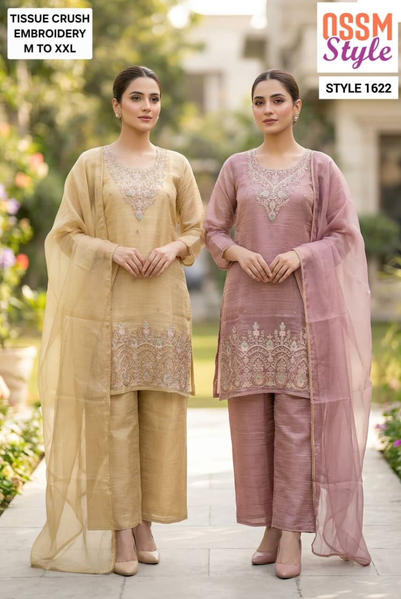 Ossm Style 1622 Salsa Beads Work Kurti With Bottom & Dupatta