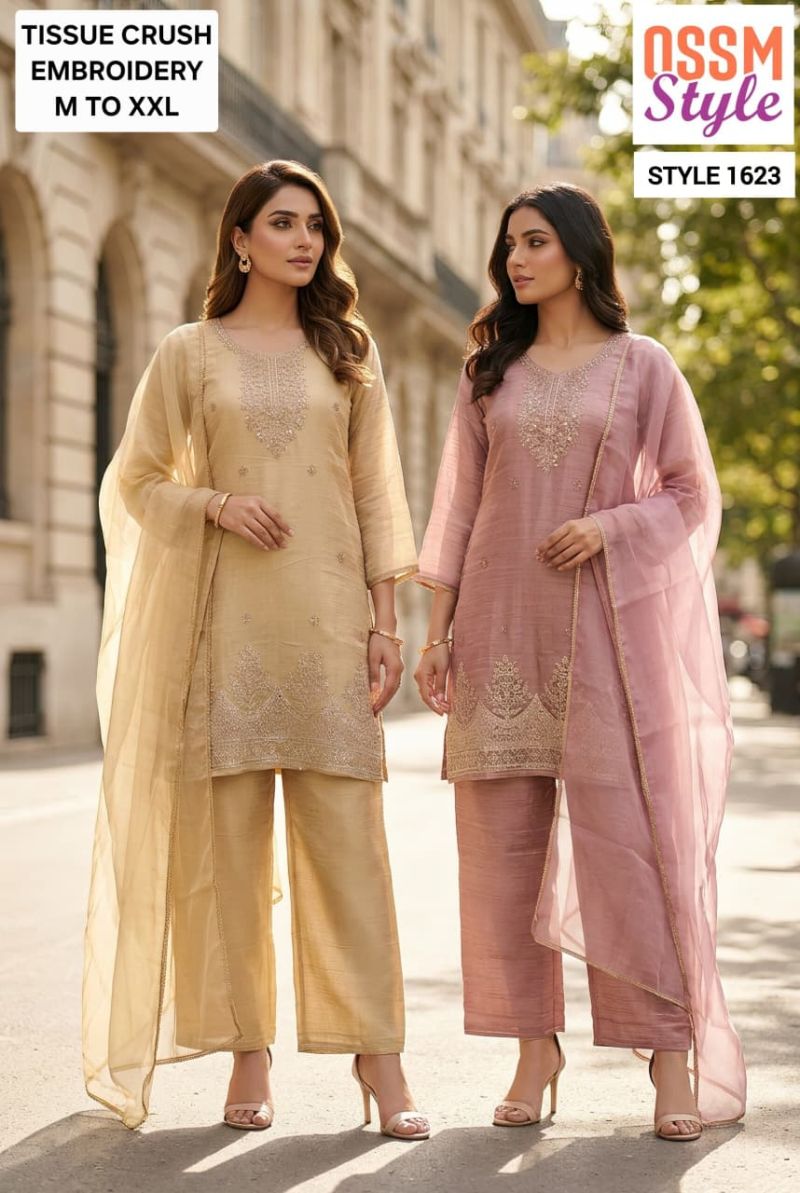 Ossm Style 1623 Salsa Beads Work Kurti With Bottom & Dupatta