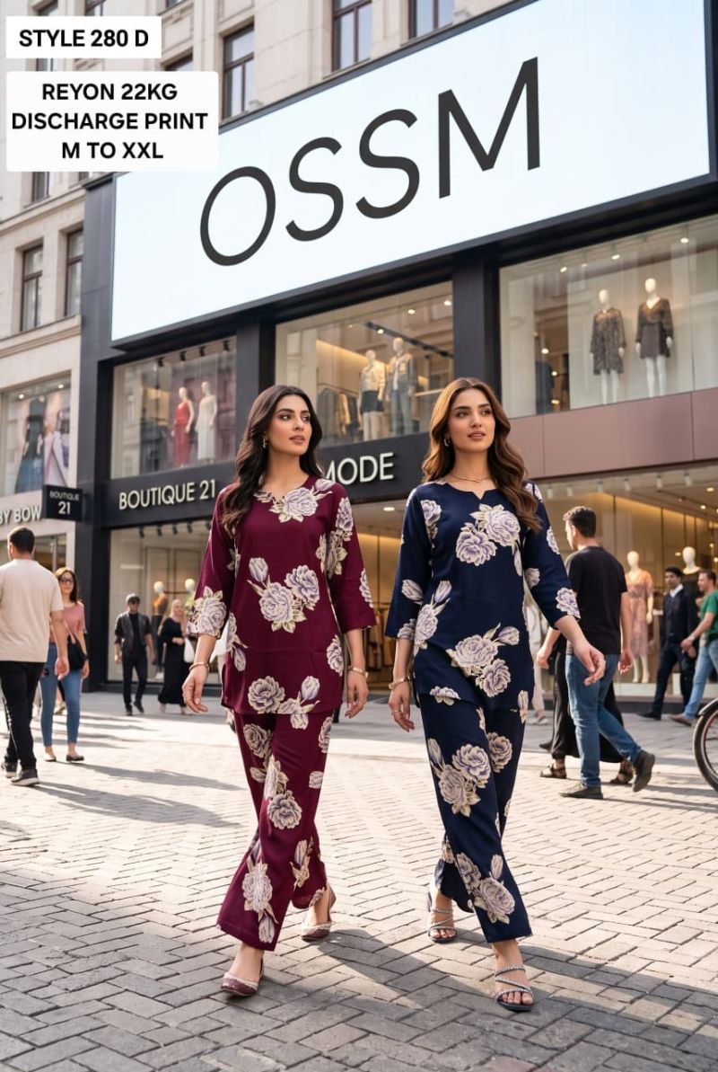 Ossm Style 280 A To D Rayon Discharge Printed Co-Ord Set - Amrah Wholesale