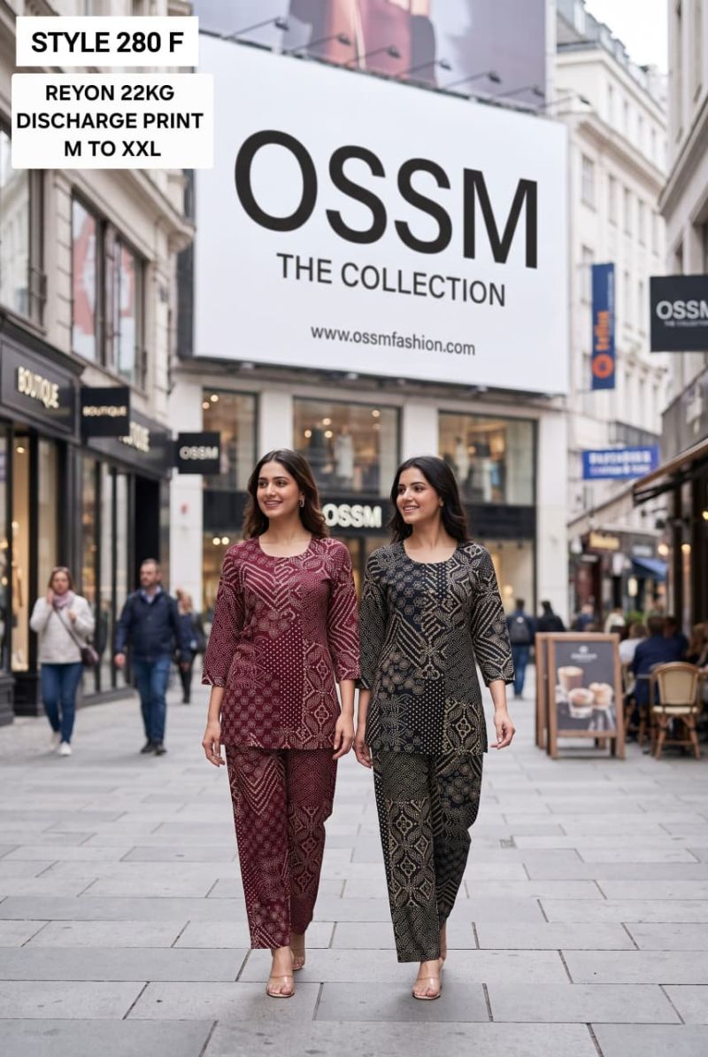 Ossm Style 280 E To H Rayon Discharge Printed Co-Ord Set - Amrah Wholesale