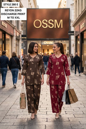Ossm Style 280 E To H Rayon Discharge Printed Co-Ord Set - Amrah Wholesale