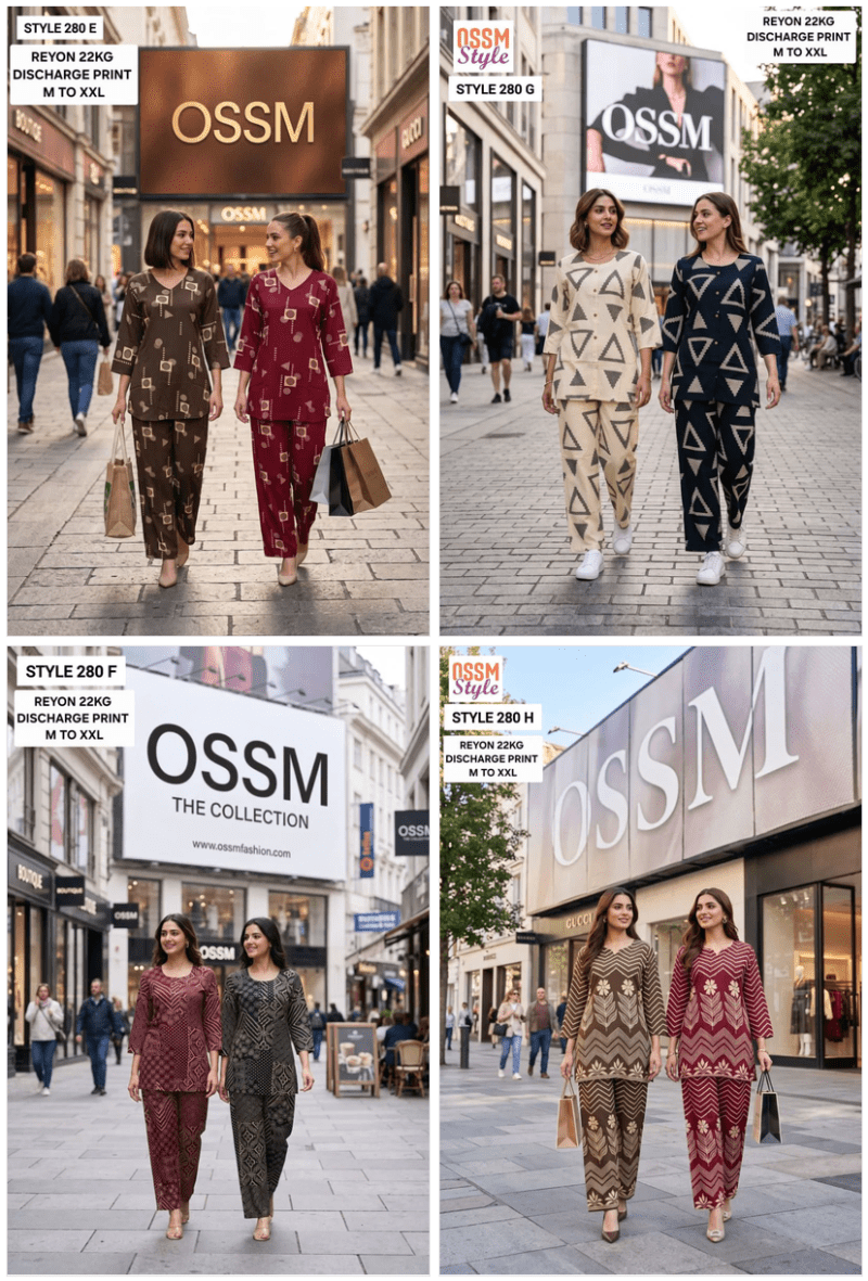 Ossm Style 280 E To H Rayon Discharge Printed Co-Ord Set - Amrah Wholesale