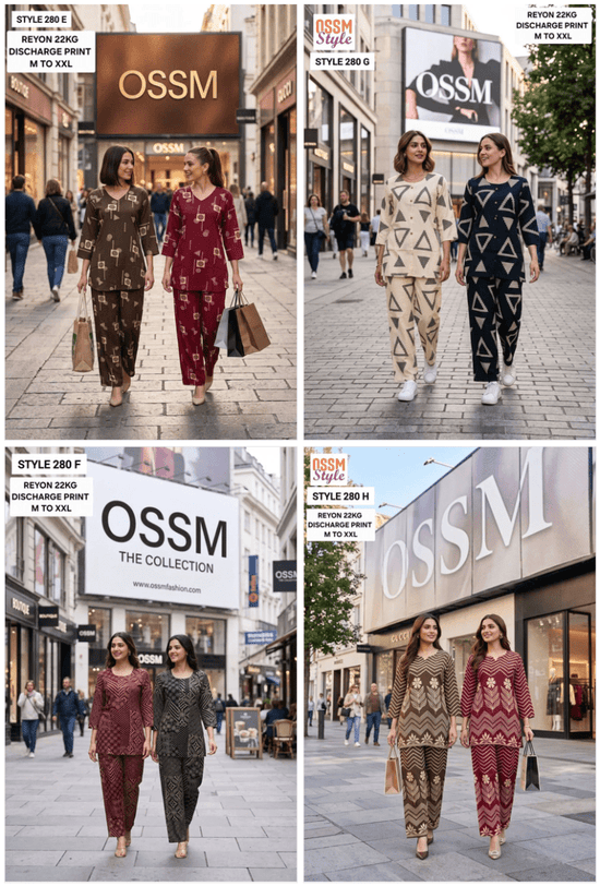 Ossm Style 280 E To H Rayon Discharge Printed Co-Ord Set - Amrah Wholesale