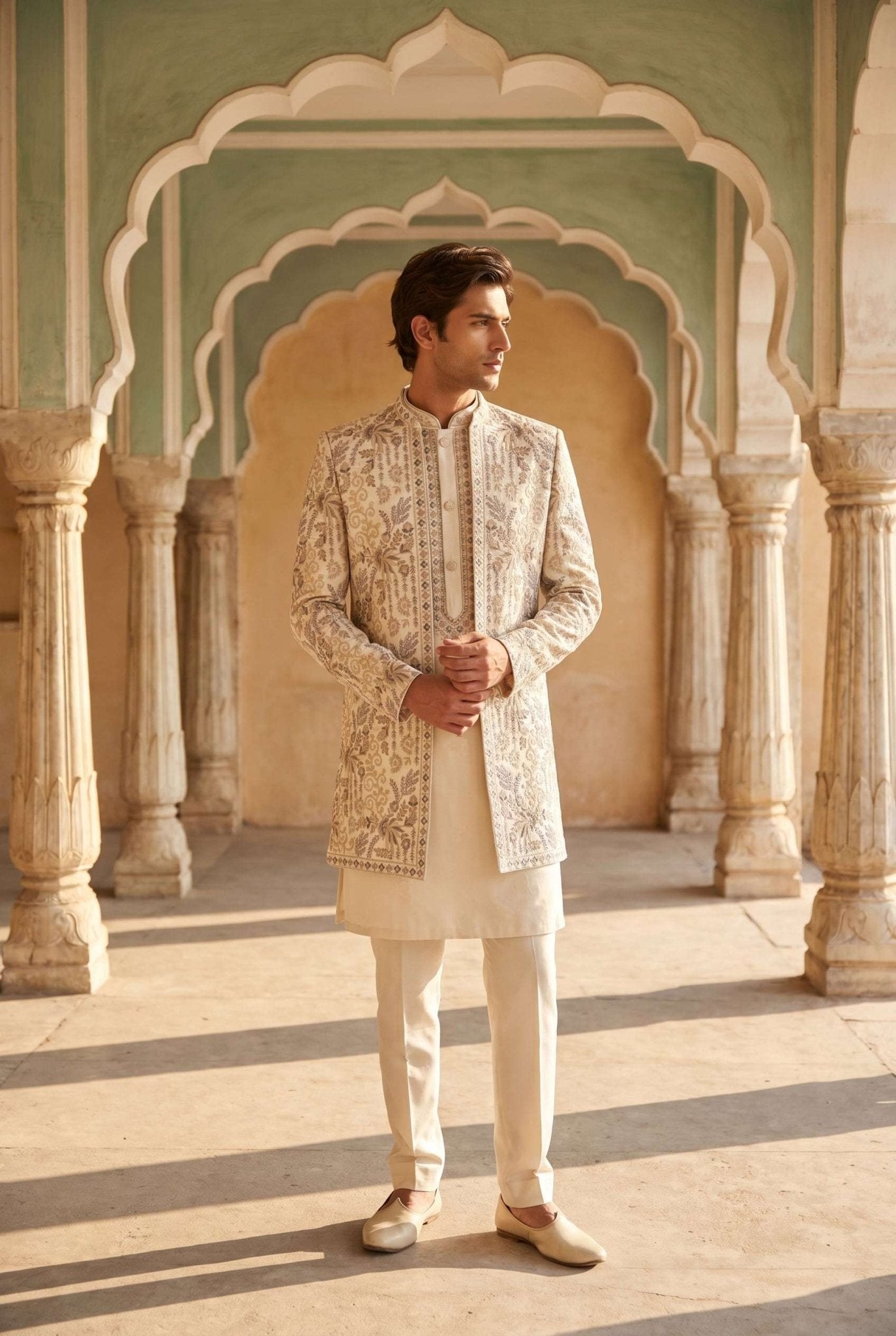 OUTLUK Wedding Vol-144 Armani Embroidered Kurta Set - Amrah Wholesale