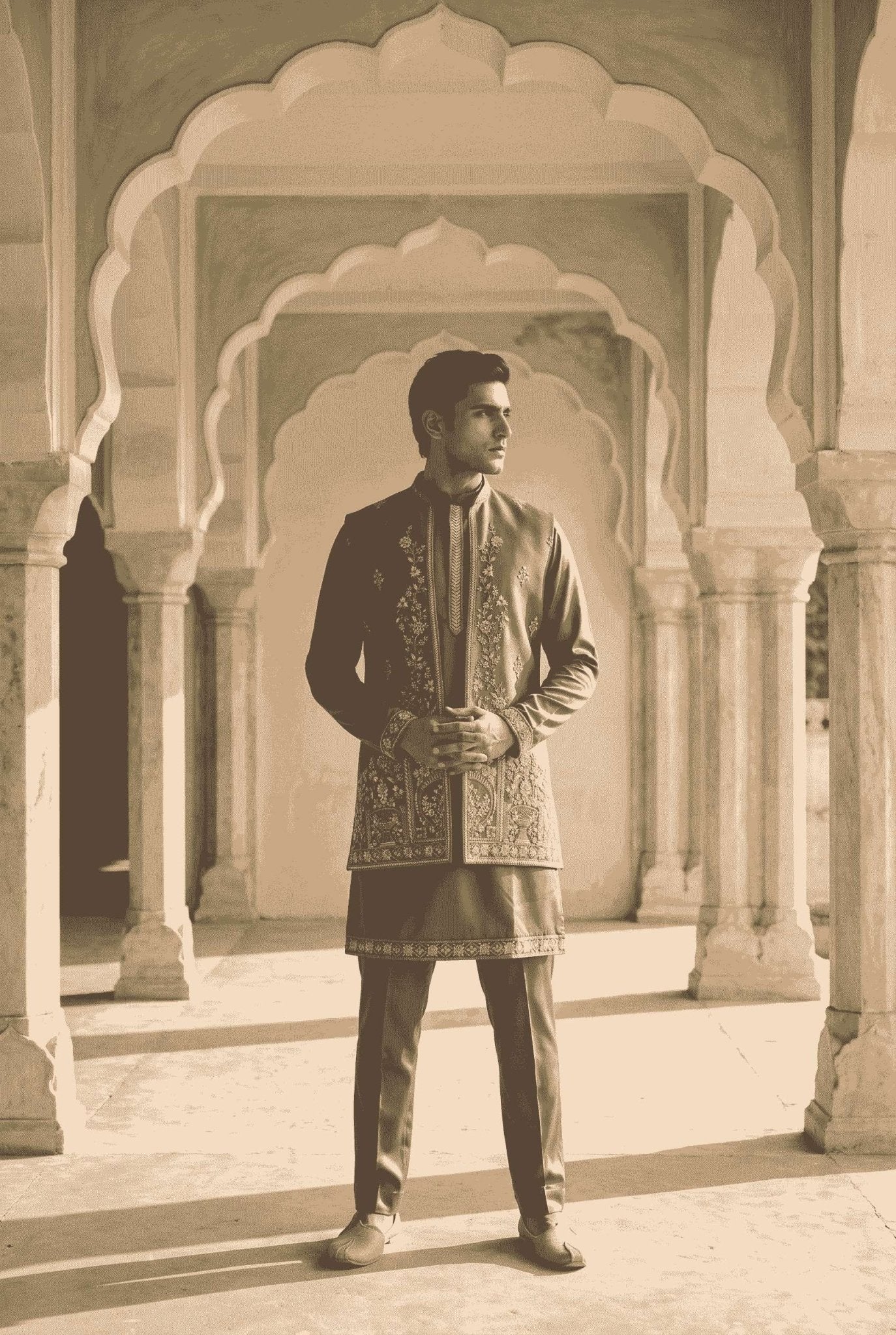 OUTLUK Wedding Vol-144 Armani Embroidered Kurta Set - Amrah Wholesale
