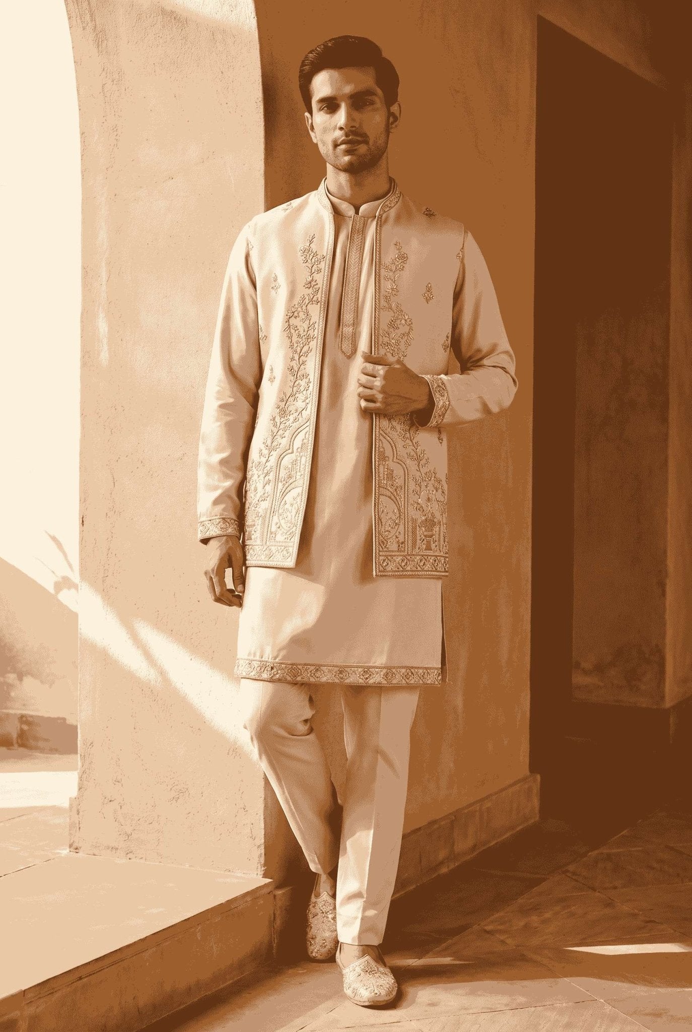 OUTLUK Wedding Vol-144 Armani Embroidered Kurta Set - Amrah Wholesale
