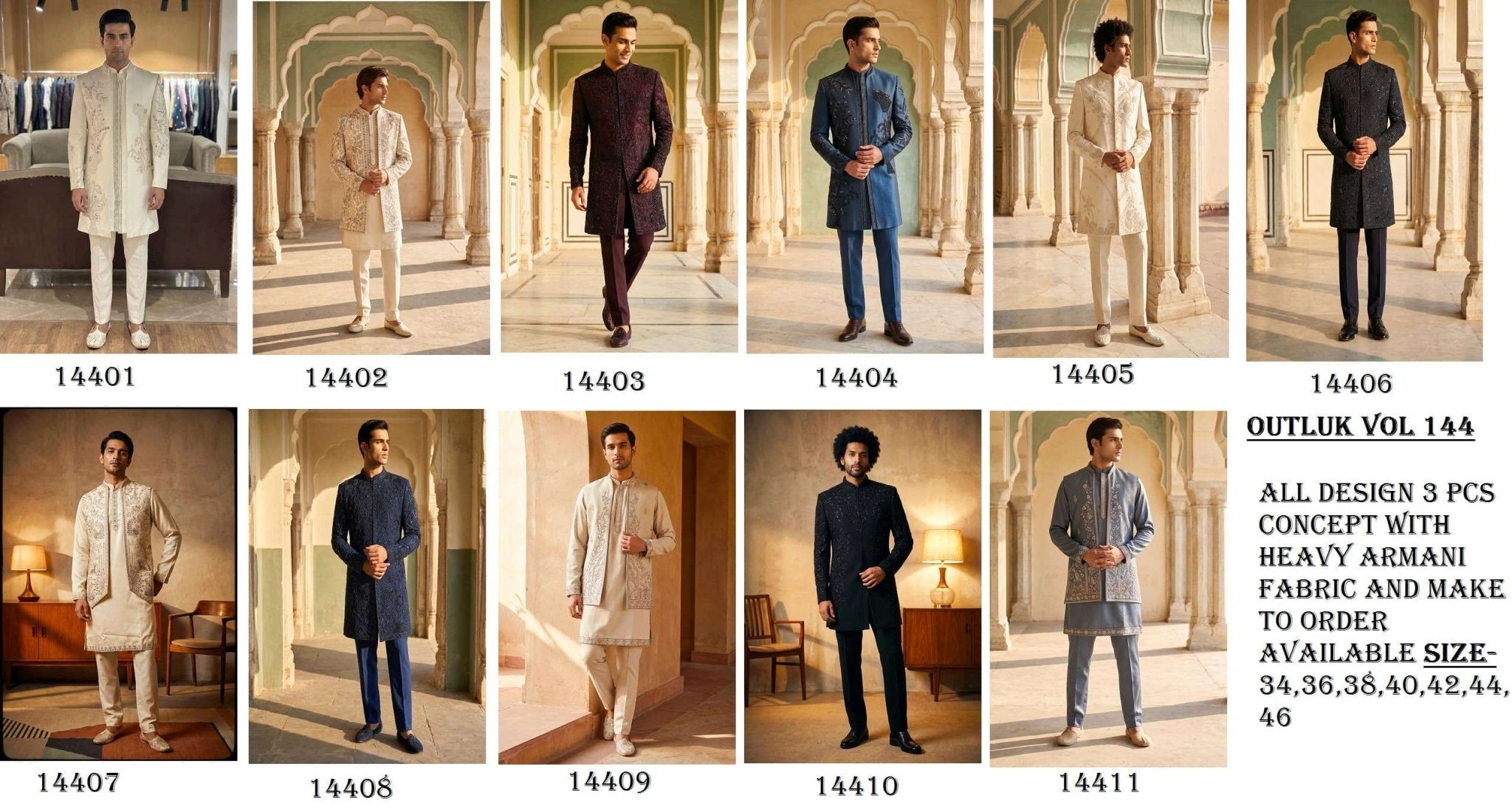 OUTLUK Wedding Vol-144 Armani Embroidered Kurta Set - Amrah Wholesale