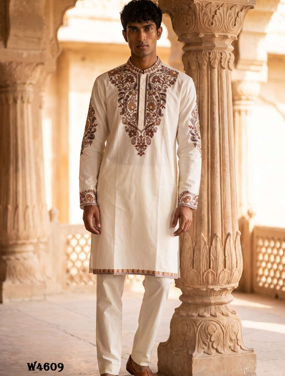 OUTLUK WEDDING VOL-46 Silk Embroidered Men's Kurta Set - Amrah Wholesale