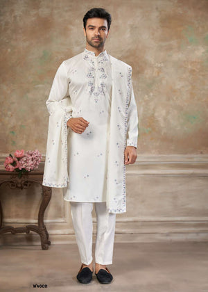 OUTLUK WEDDING VOL-46 Silk Embroidered Men's Kurta Set - Amrah Wholesale