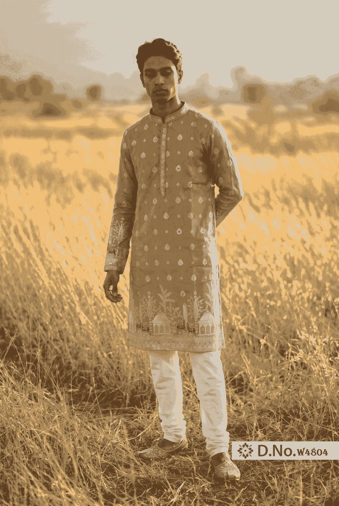 OUTLUK Wedding Vol-48 Jacquard Silk Embroidered Men Kurta - Amrah Wholesale