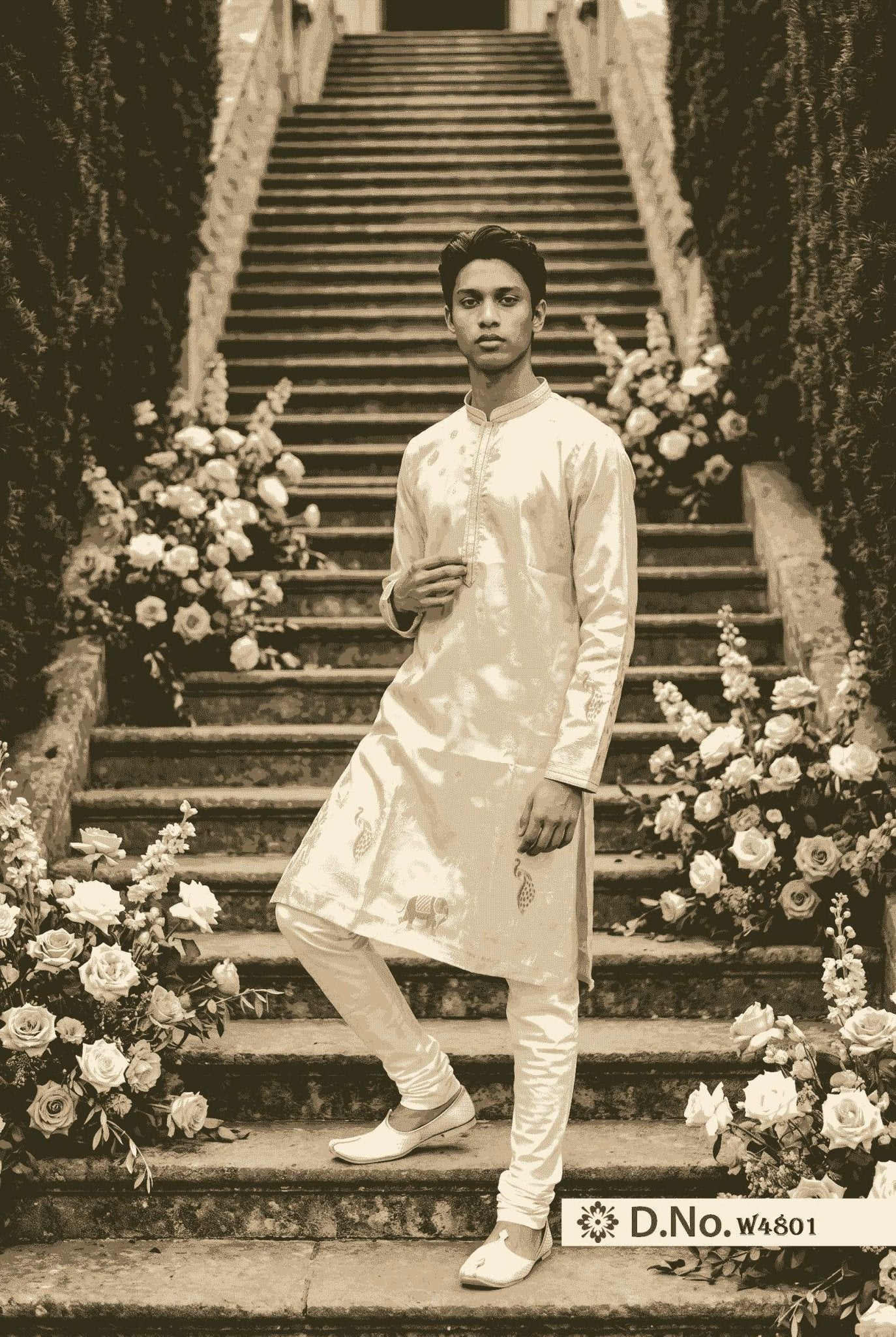 OUTLUK Wedding Vol-48 Jacquard Silk Embroidered Men Kurta - Amrah Wholesale