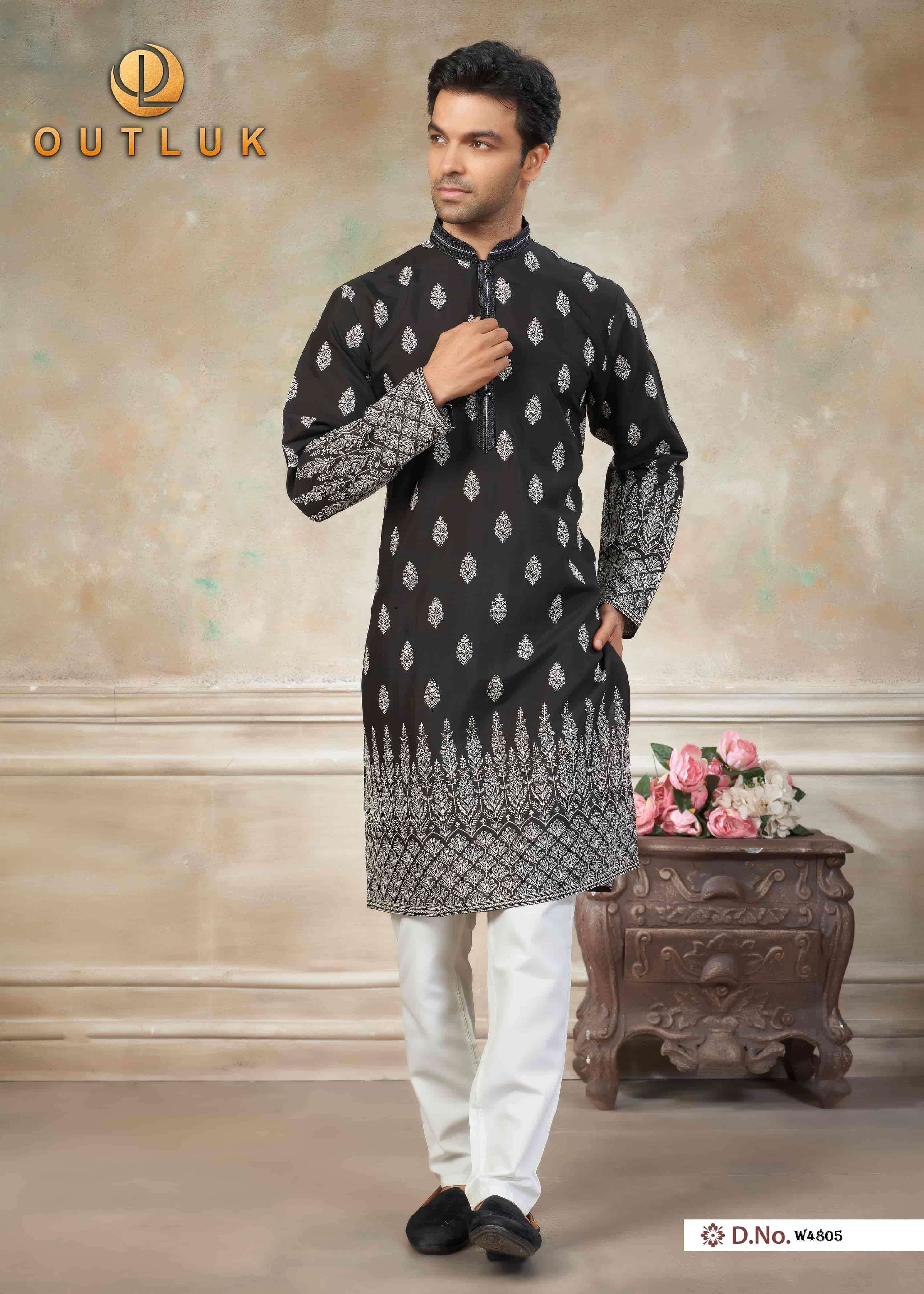 OUTLUK Wedding Vol-48 Jacquard Silk Embroidered Men Kurta