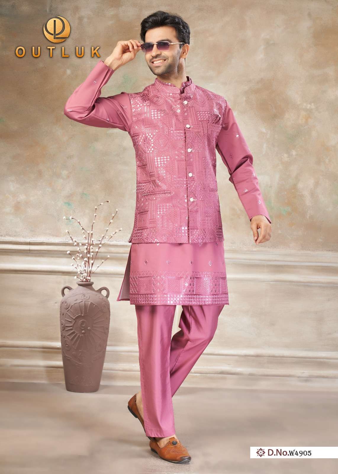 OUTLUK Wedding Vol-49 Viscose Embroidered Men's Kurta - Amrah Wholesale