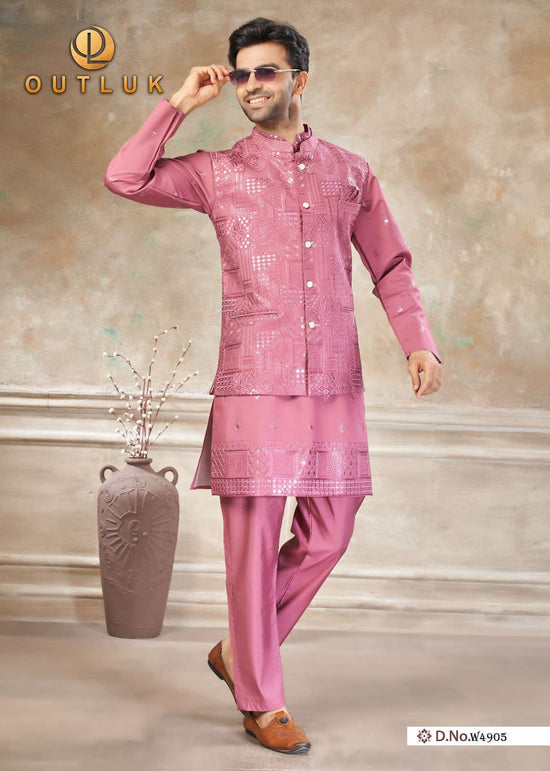 OUTLUK Wedding Vol-49 Viscose Embroidered Men's Kurta - Amrah Wholesale