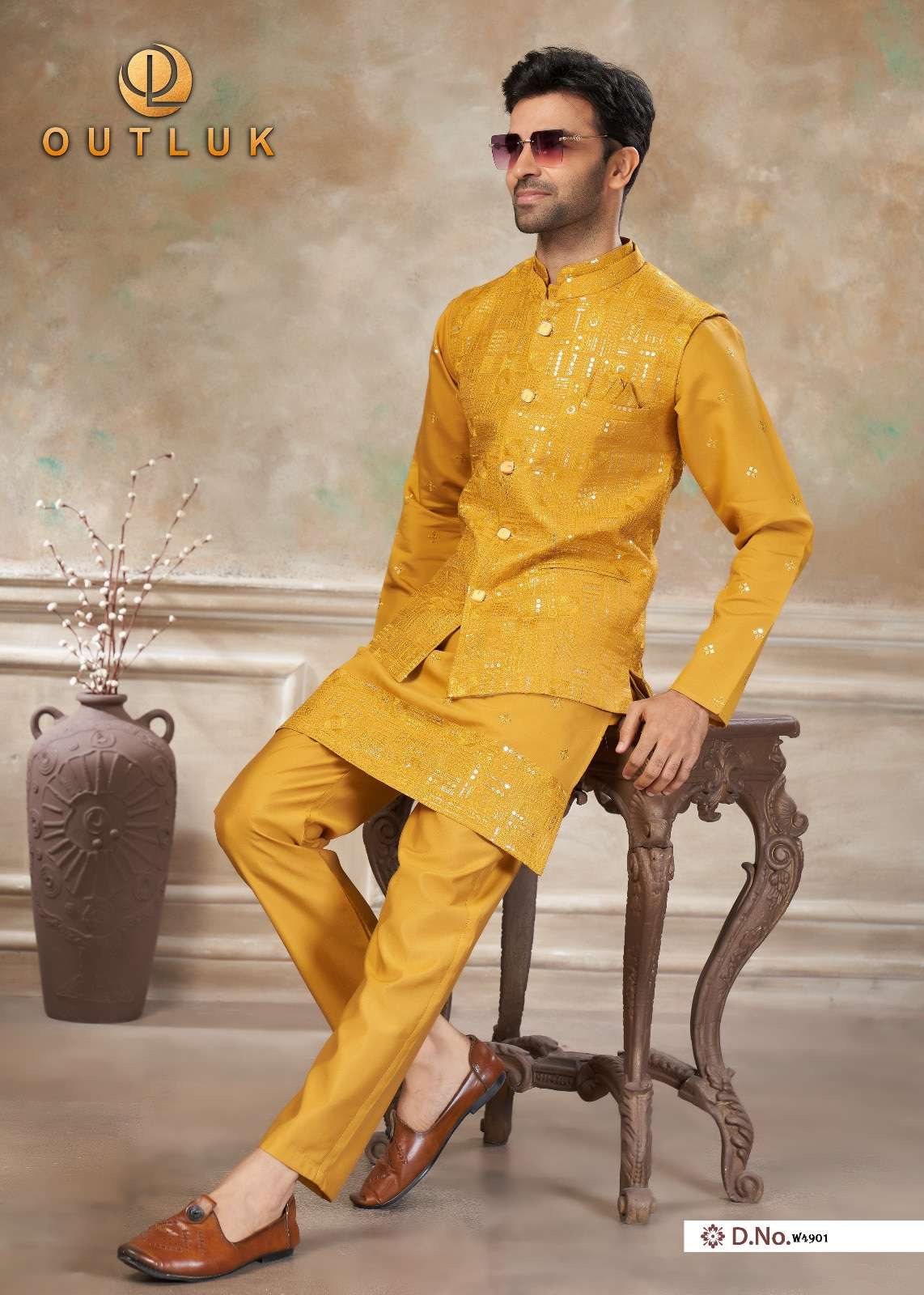 OUTLUK Wedding Vol-49 Viscose Embroidered Men's Kurta - Amrah Wholesale