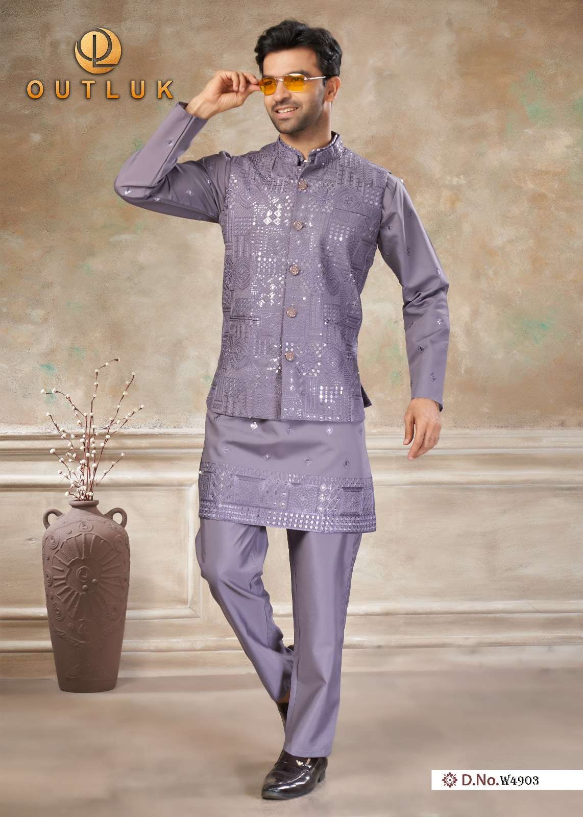 OUTLUK Wedding Vol-49 Viscose Embroidered Men's Kurta - Amrah Wholesale