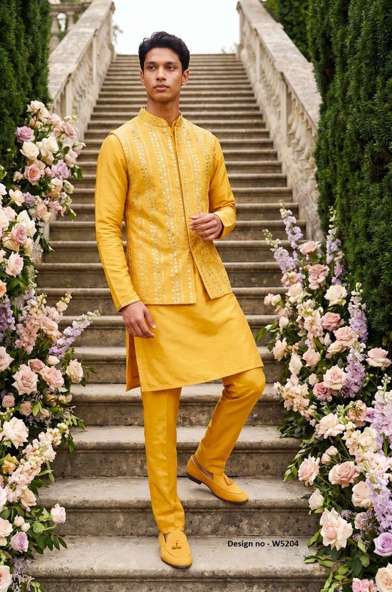 OUTLUK Wedding Vol-52 Satin Silk Embroidered Men's Kurta - Amrah Wholesale