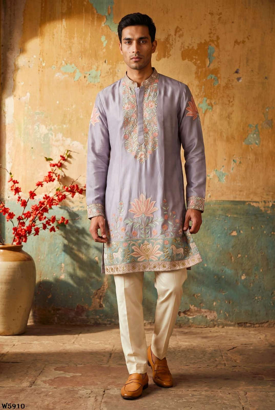 Outluk Wedding Vol-59 Silk Embroidered Stitched Mens Kurta