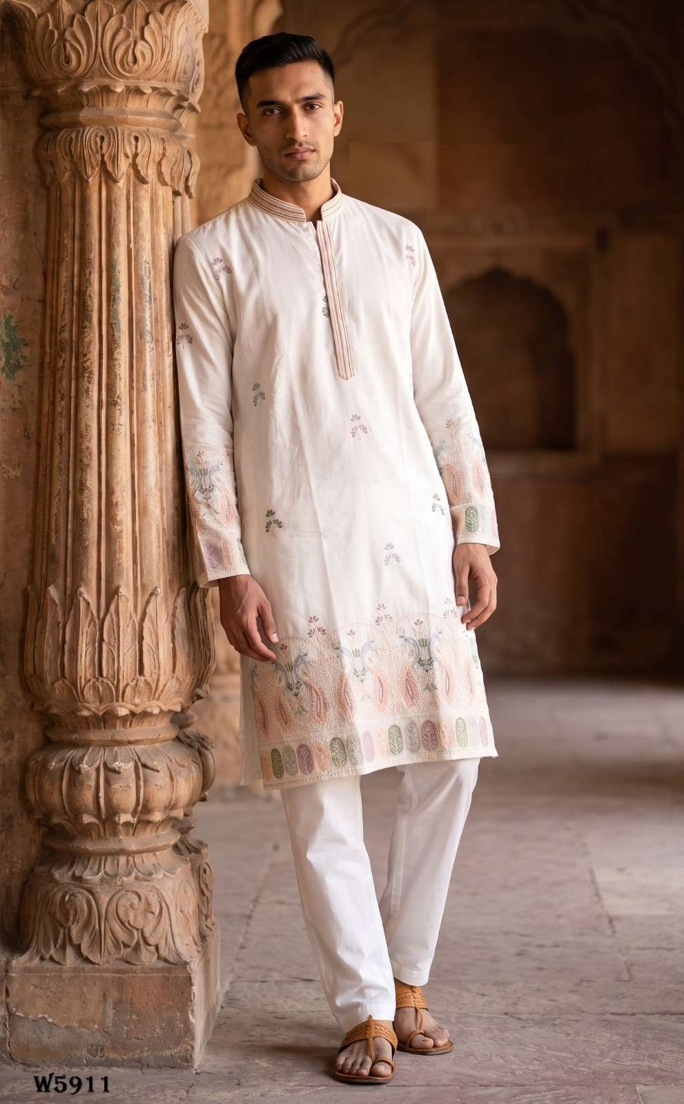 Outluk Wedding Vol-59 Silk Embroidered Stitched Mens Kurta