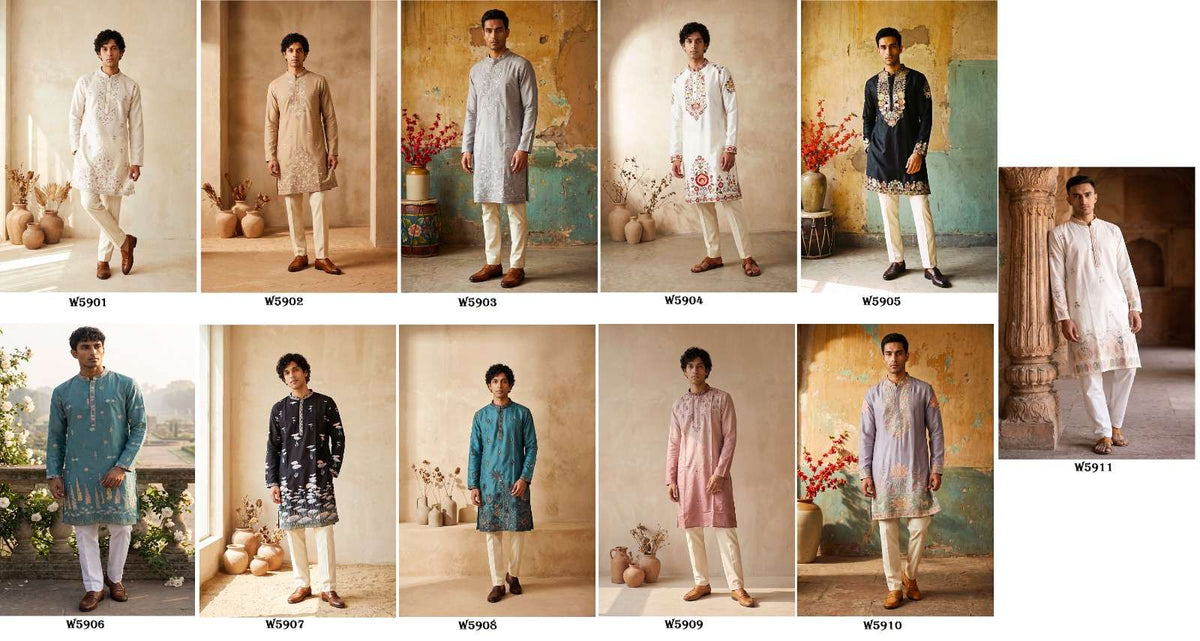 Outluk Wedding Vol-59 Silk Embroidered Stitched Mens Kurta