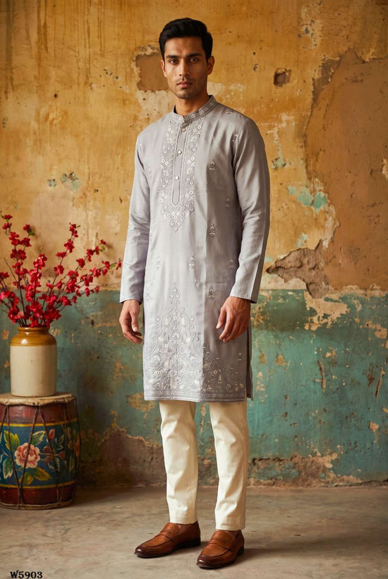 Outluk Wedding Vol-59 Silk Embroidered Stitched Mens Kurta