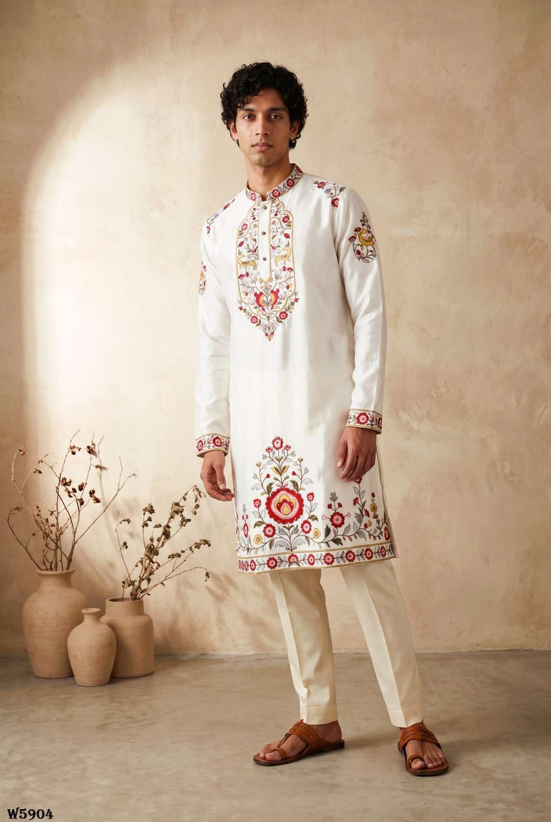 Outluk Wedding Vol-59 Silk Embroidered Stitched Mens Kurta