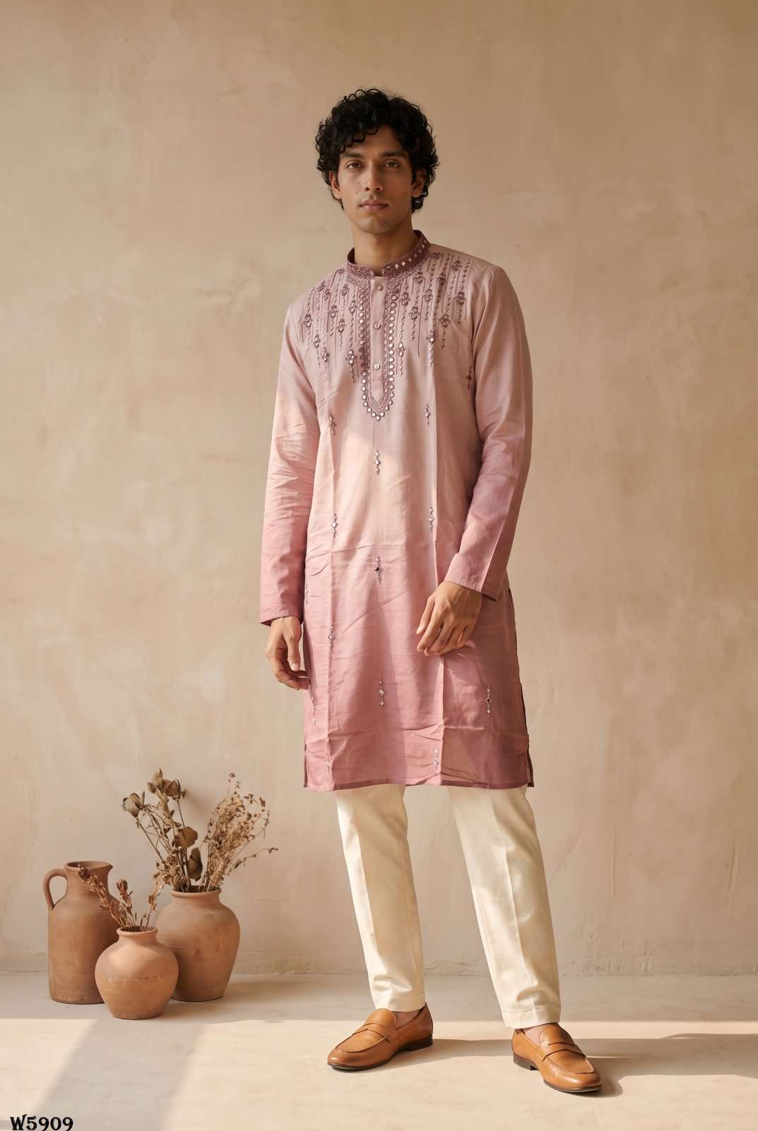 Outluk Wedding Vol-59 Silk Embroidered Stitched Mens Kurta