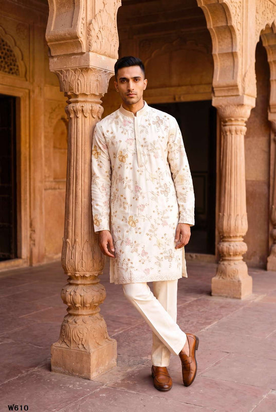 Outluk Wedding Vol-60 Linen Embroidered Stitched Mens Kurta