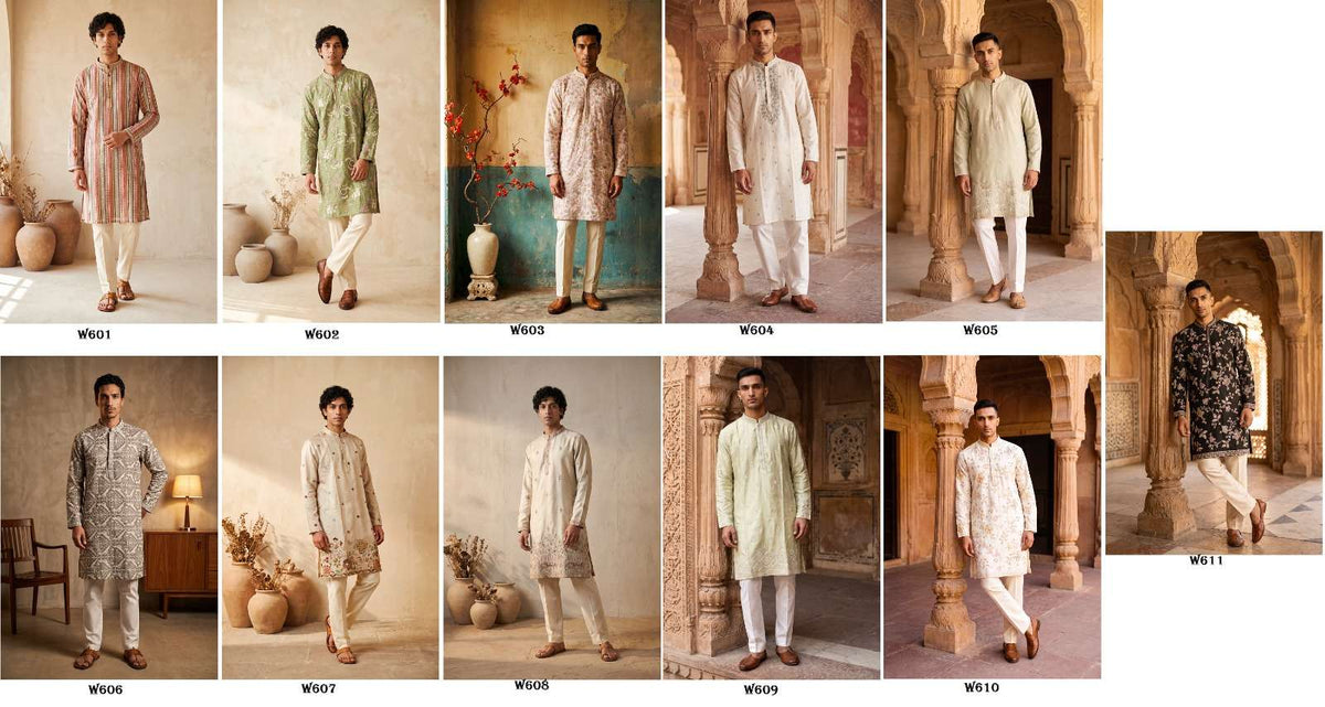 Outluk Wedding Vol-60 Linen Embroidered Stitched Mens Kurta
