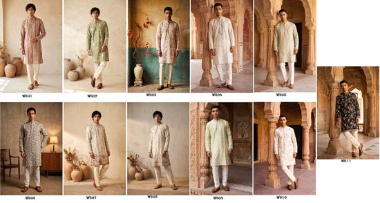 Outluk Wedding Vol-60 Linen Embroidered Stitched Mens Kurta