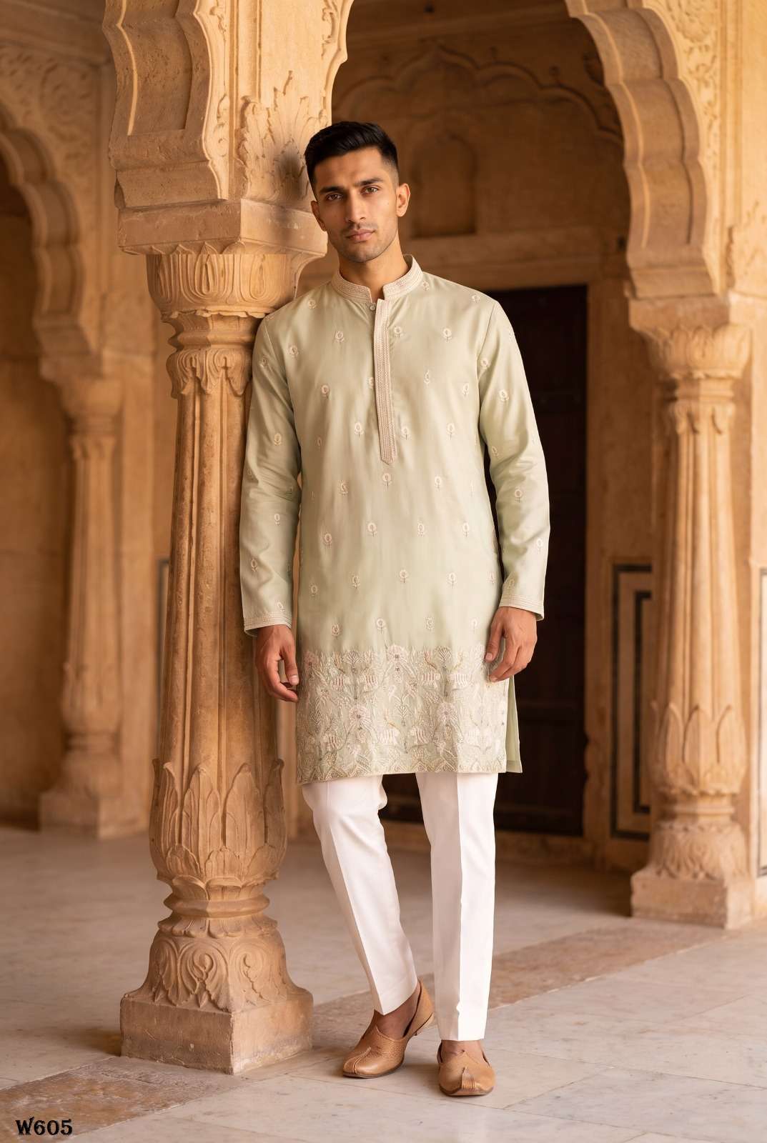 Outluk Wedding Vol-60 Linen Embroidered Stitched Mens Kurta