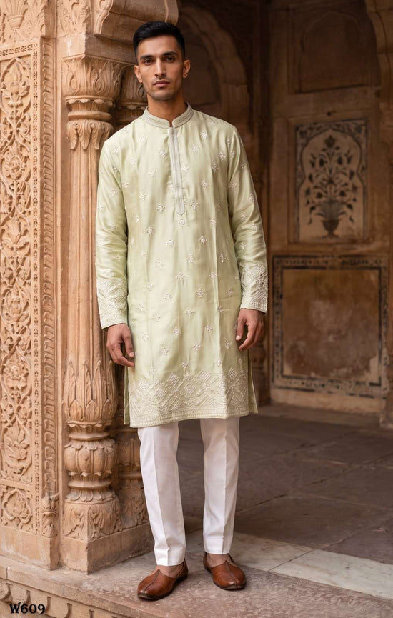 Outluk Wedding Vol-60 Linen Embroidered Stitched Mens Kurta