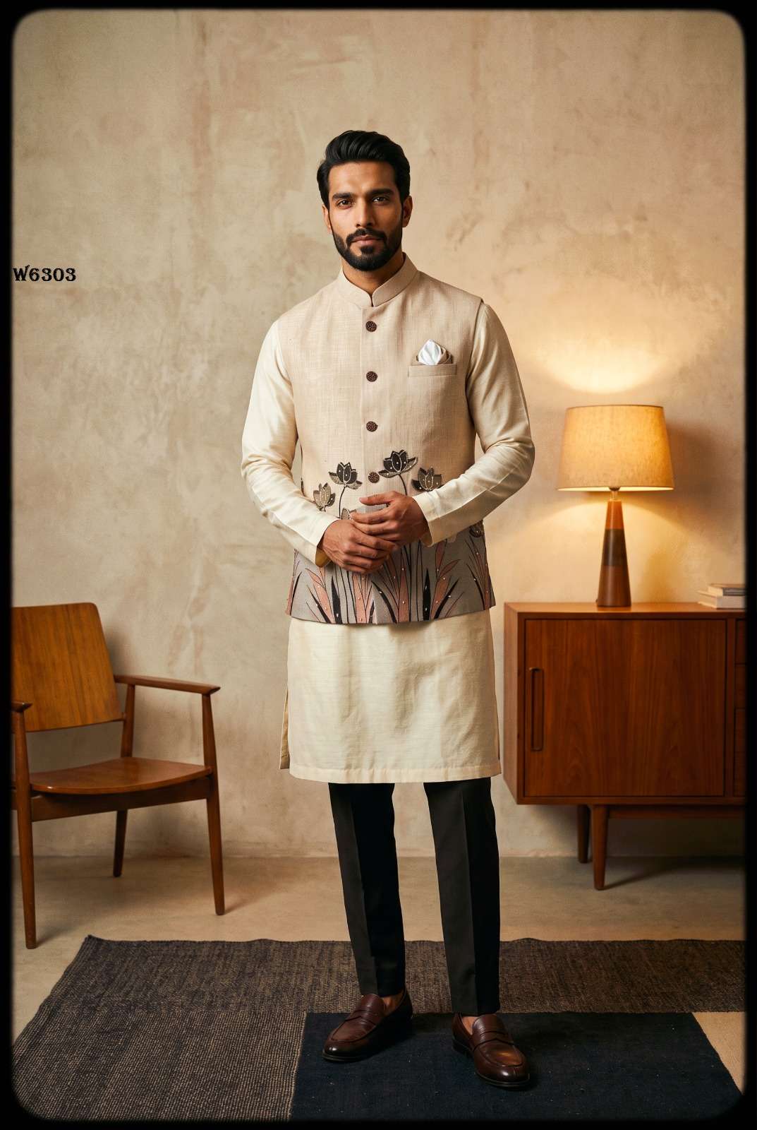 Outluk Wedding Vol-63 Linen Embroidered Stitched Men Blazer