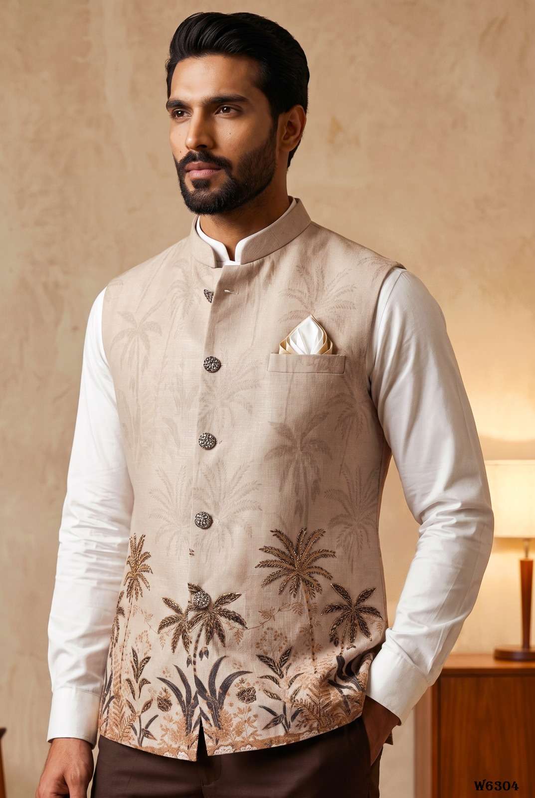 Outluk Wedding Vol-63 Linen Embroidered Stitched Men Blazer