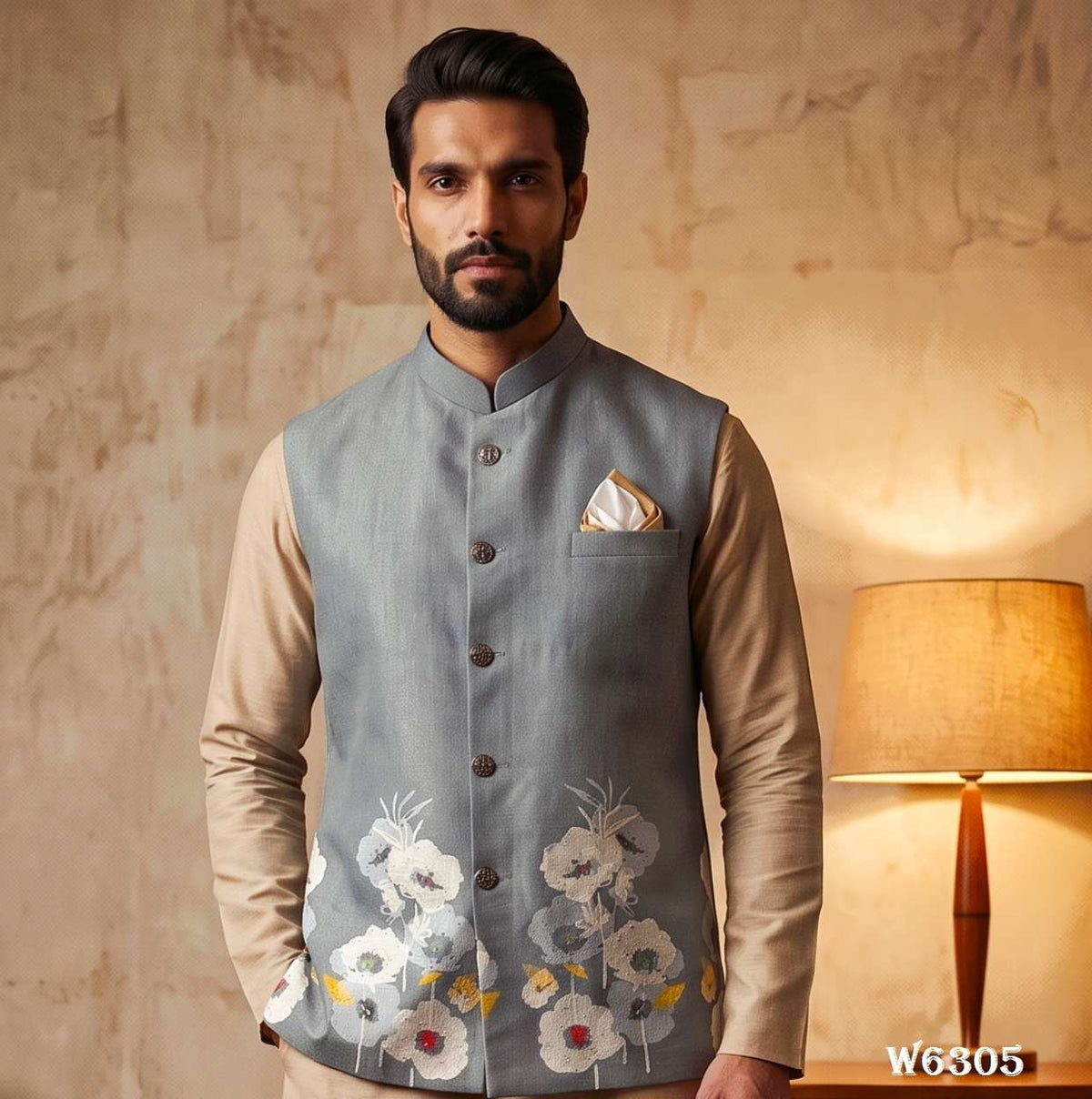 Outluk Wedding Vol-63 Linen Embroidered Stitched Men Blazer
