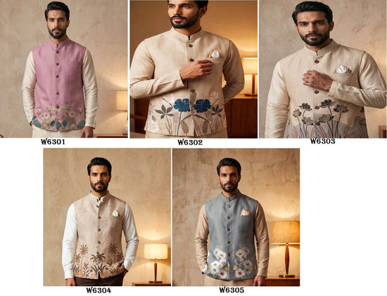Outluk Wedding Vol-63 Linen Embroidered Stitched Men Blazer