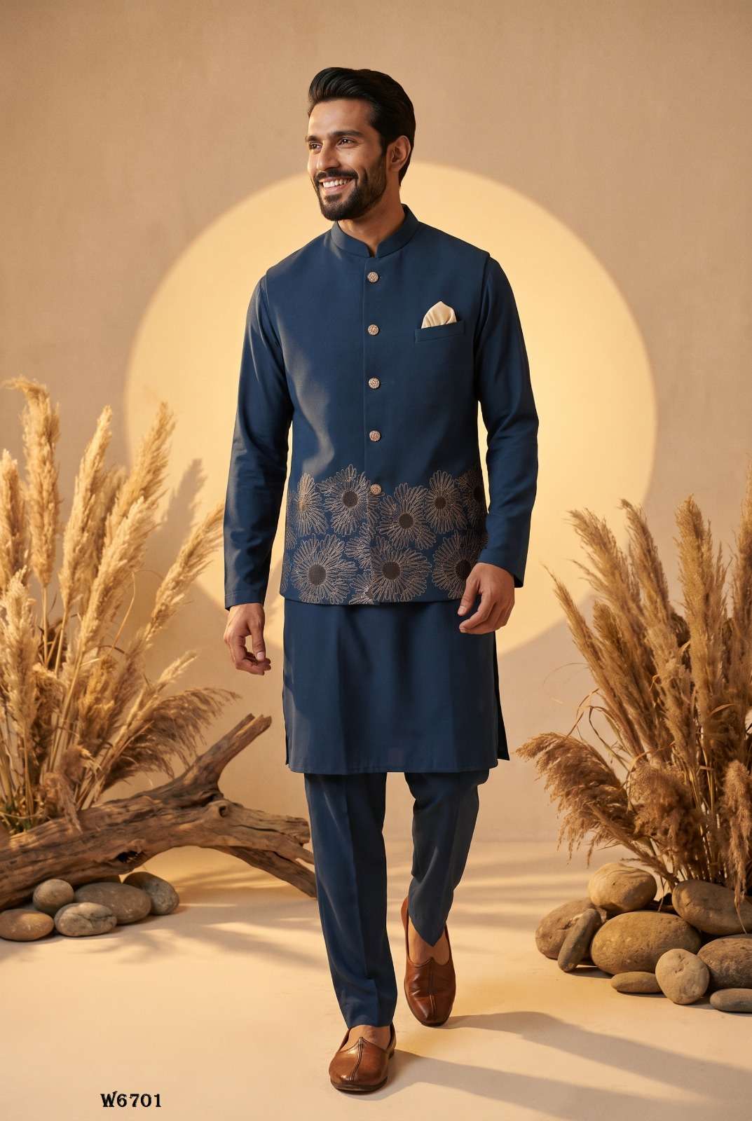 Outluk Wedding Vol-67 Silk Embroidered Party Wear Mens Kurta Pajama