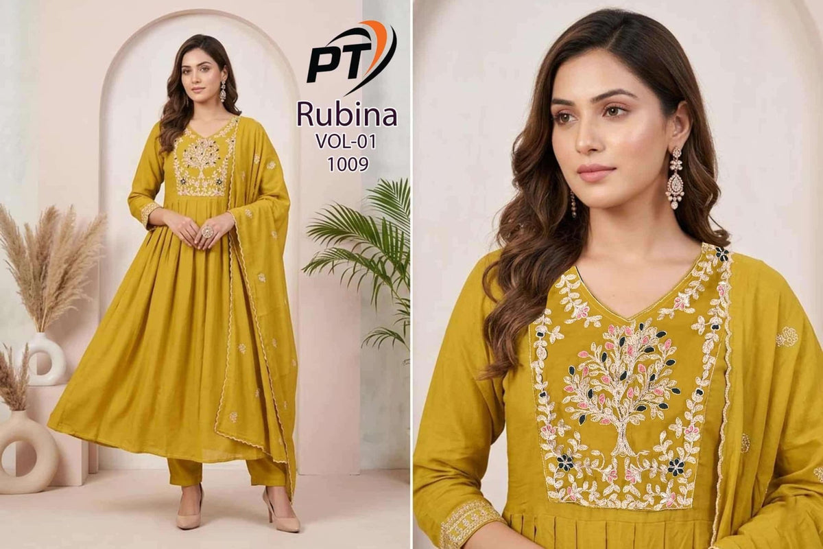 Padmavati Rubina Vol 1 Mal Chanderi Kurti Pant Dupatta Set - Amrah Wholesale