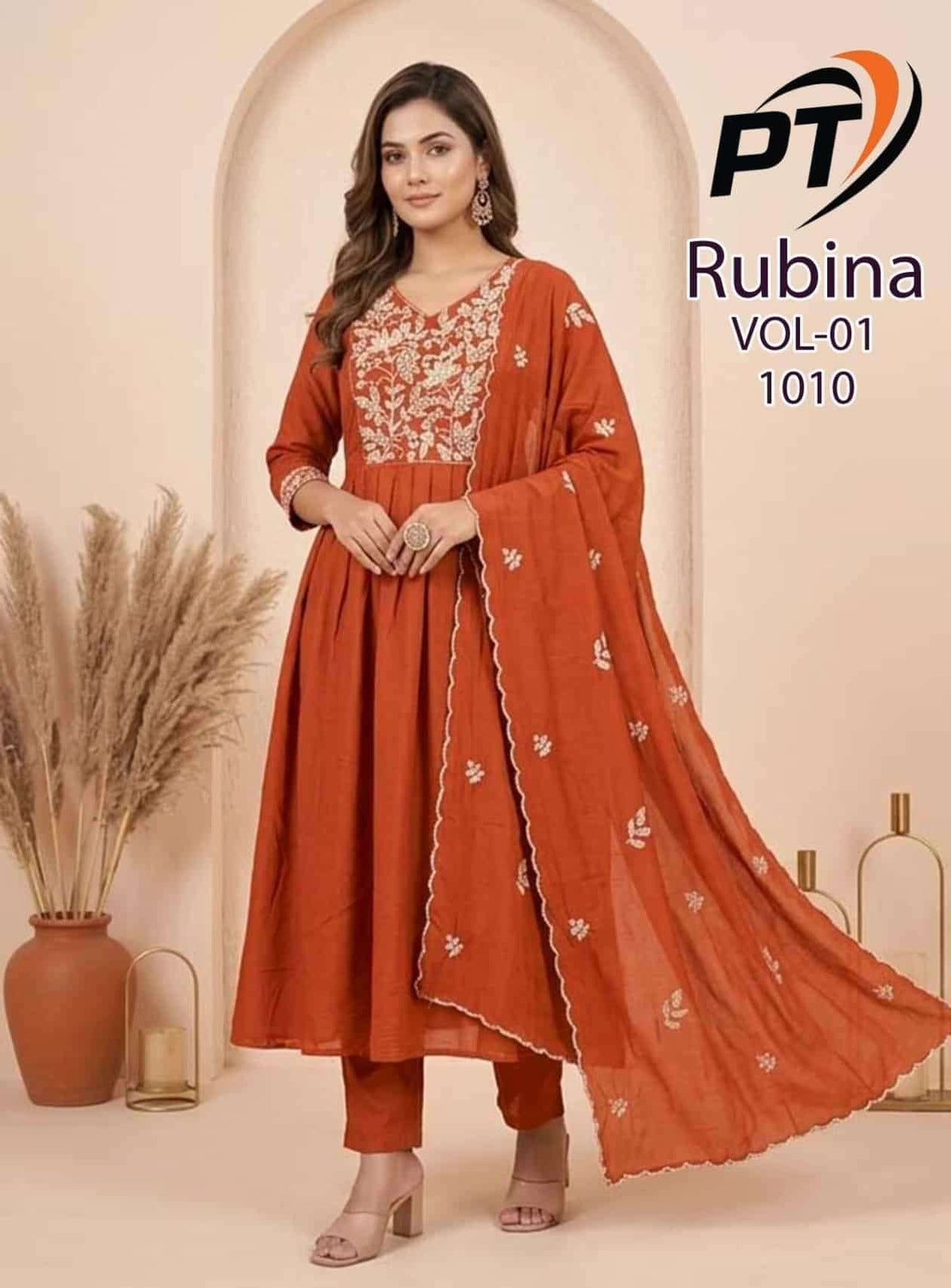 Padmavati Rubina Vol 1 Mal Chanderi Kurti Pant Dupatta Set - Amrah Wholesale