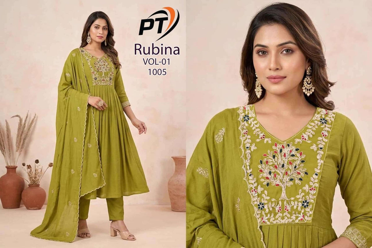 Padmavati Rubina Vol 1 Mal Chanderi Kurti Pant Dupatta Set - Amrah Wholesale