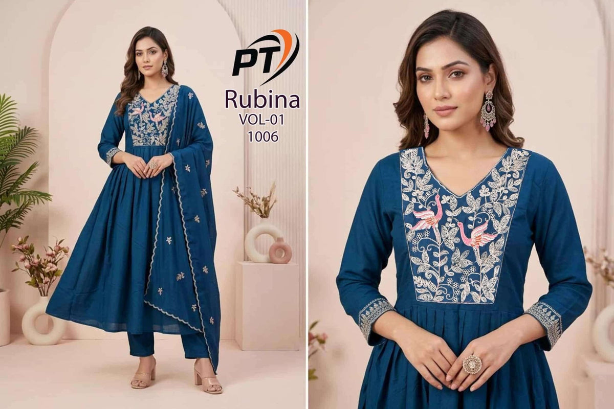 Padmavati Rubina Vol 1 Mal Chanderi Kurti Pant Dupatta Set - Amrah Wholesale