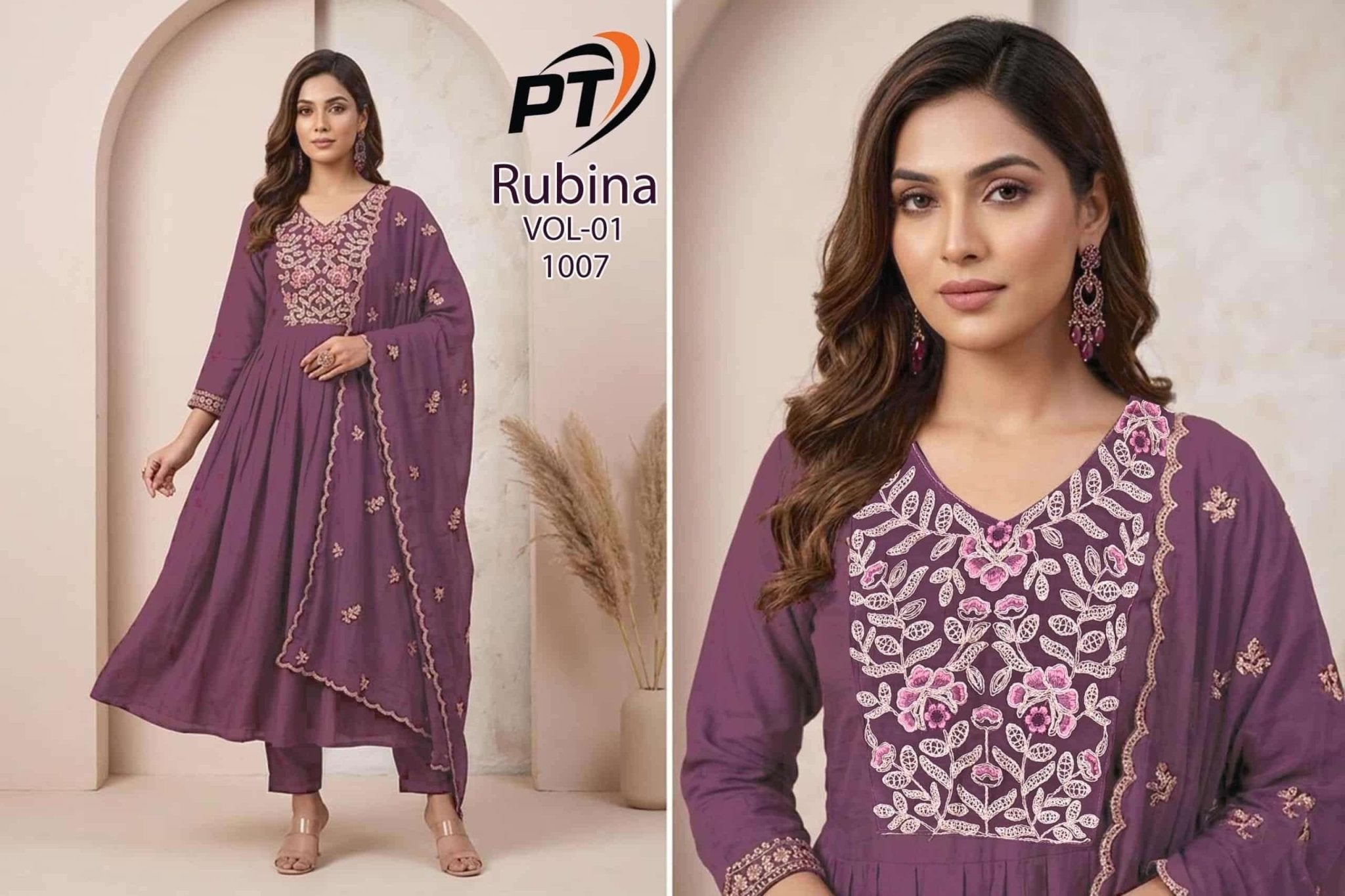 Padmavati Rubina Vol 1 Mal Chanderi Kurti Pant Dupatta Set - Amrah Wholesale