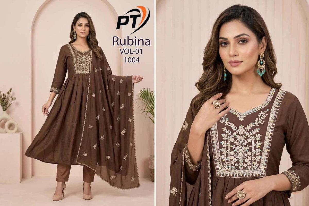 Padmavati Rubina Vol 1 Mal Chanderi Kurti Pant Dupatta Set - Amrah Wholesale