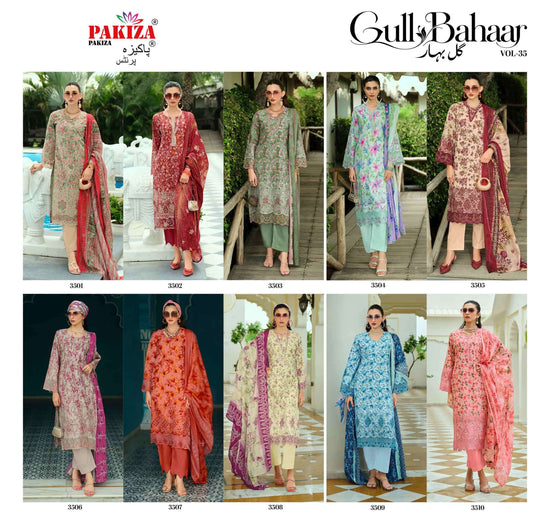PAKIZA GULBAHAAR VOL-35 Pure Lawn Chikankari Embroidered Dress Material