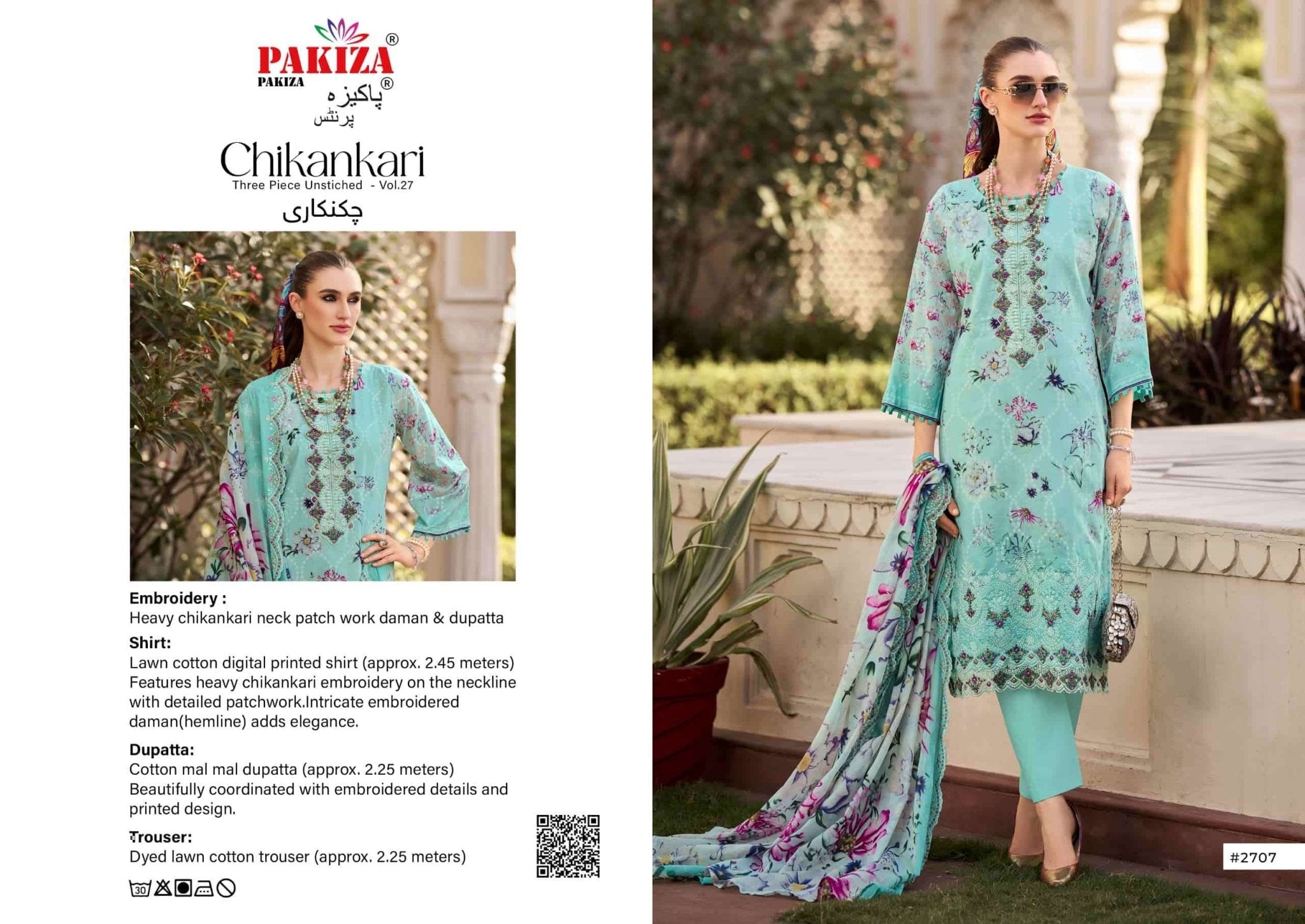 Pakiza Prints Chikankari Vol 27 Lawn Cotton Pakistani Suit - Amrah Wholesale