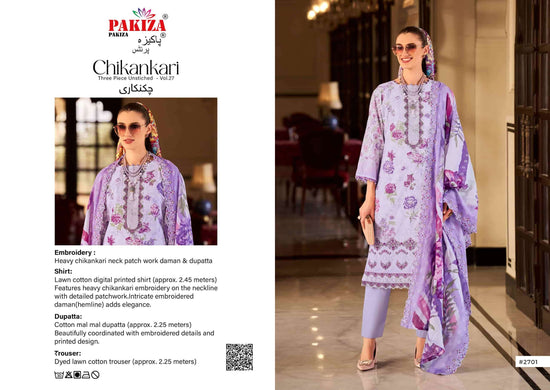Pakiza Prints Chikankari Vol 27 Lawn Cotton Pakistani Suit