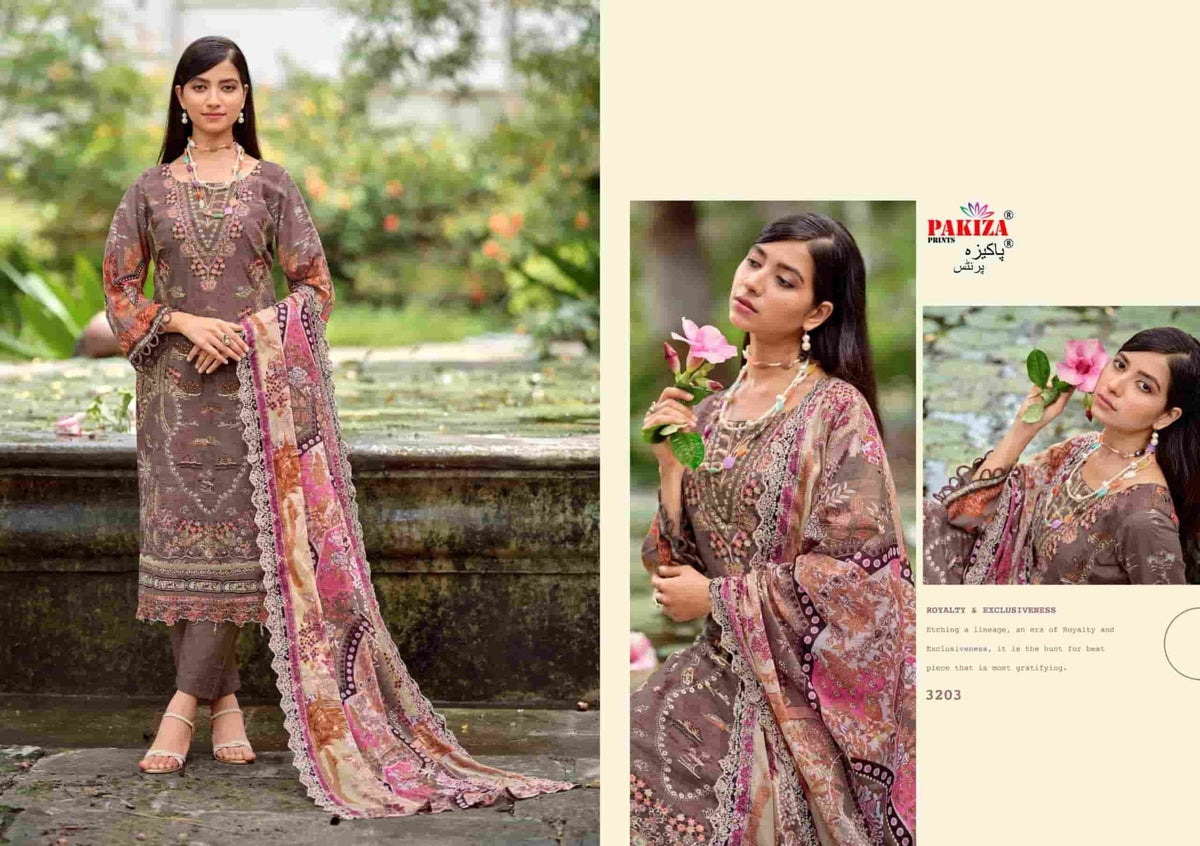 Pakiza Prints Farah Vol 32 Lawn Chikakari Dress Material - Amrah Wholesale