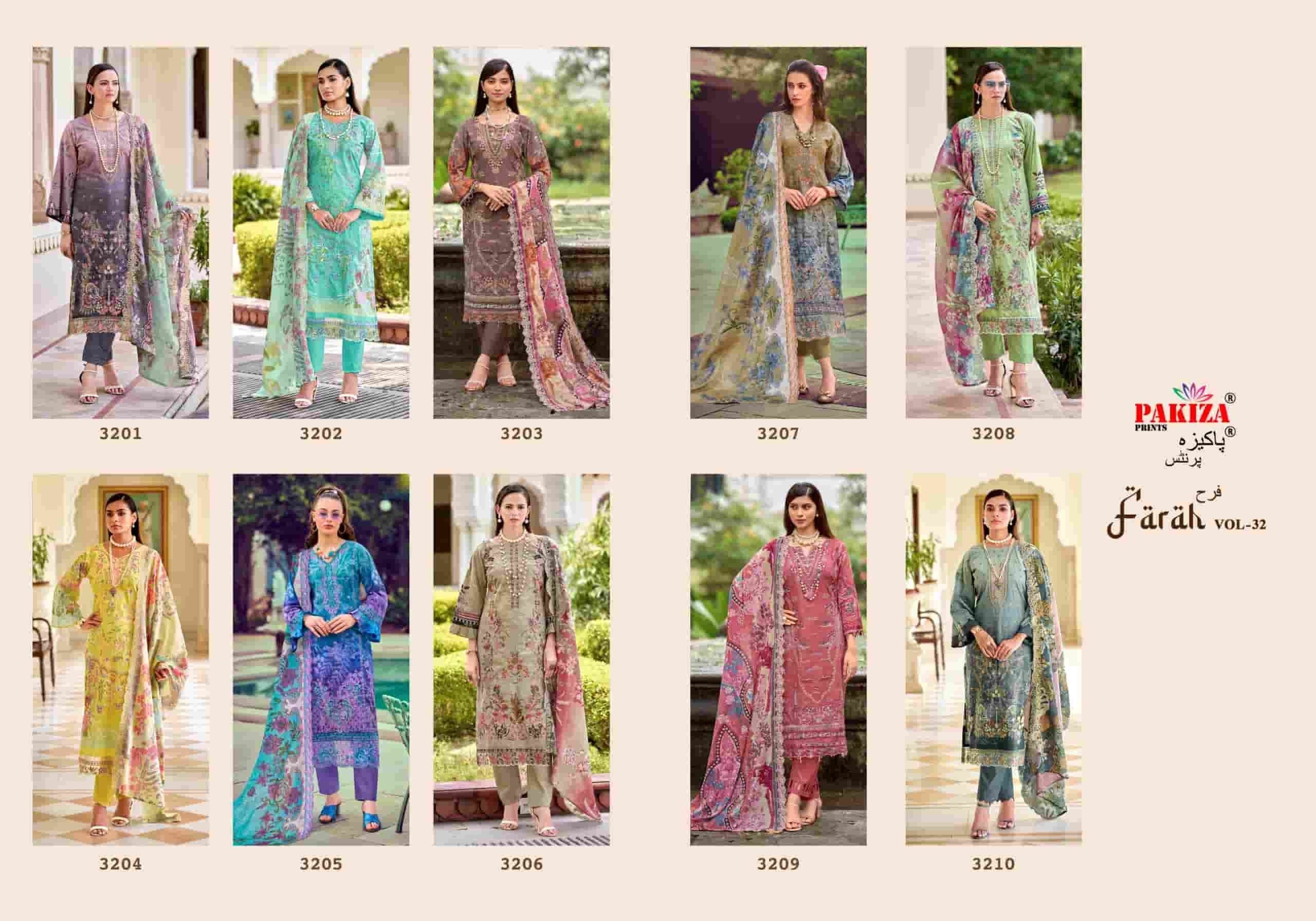 Pakiza Prints Farah Vol 32 Lawn Chikakari Dress Material