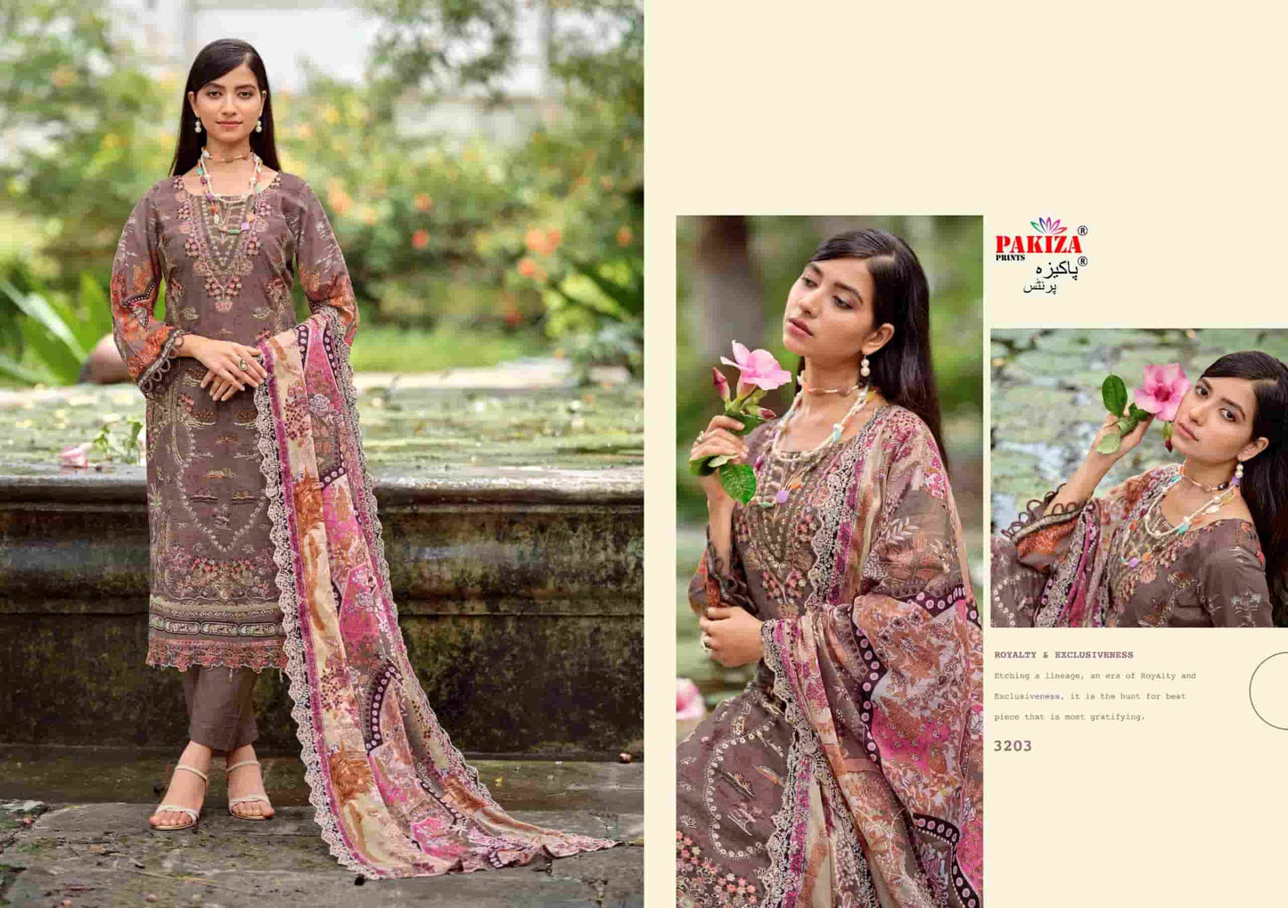 Pakiza Prints Farah Vol 32 Lawn Chikakari Dress Material
