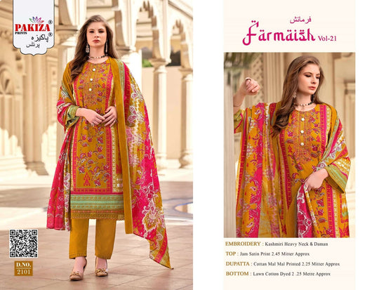 Pakiza Prints Farmaish Vol 21 Zam Satin Printed Dress Material Wholesale Catalogue - Amrah Wholesale